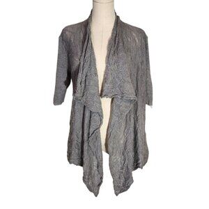 Eileen Fisher 100% Merino Wool Grey Short Sleeve Lightweight Sweater Women's M